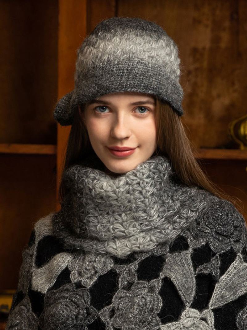 Γυναικεία Καπέλα Pretty Chic Knitted Cut Outs Designer Winter Warm Hats - Γκρι