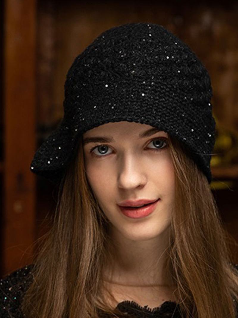 Γυναικεία Καπέλα Pretty Chic Knitted Cut Outs Designer Winter Warm Hats - Μαύρο