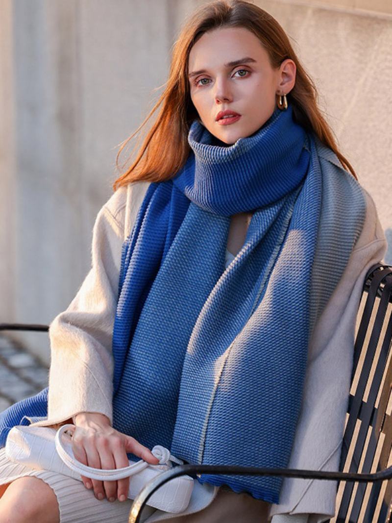 Γυναικεία Κασκόλ Color Block Daily Casual Muffler Για Το Φθινόπωρο Του Χειμώνα - Μπλε