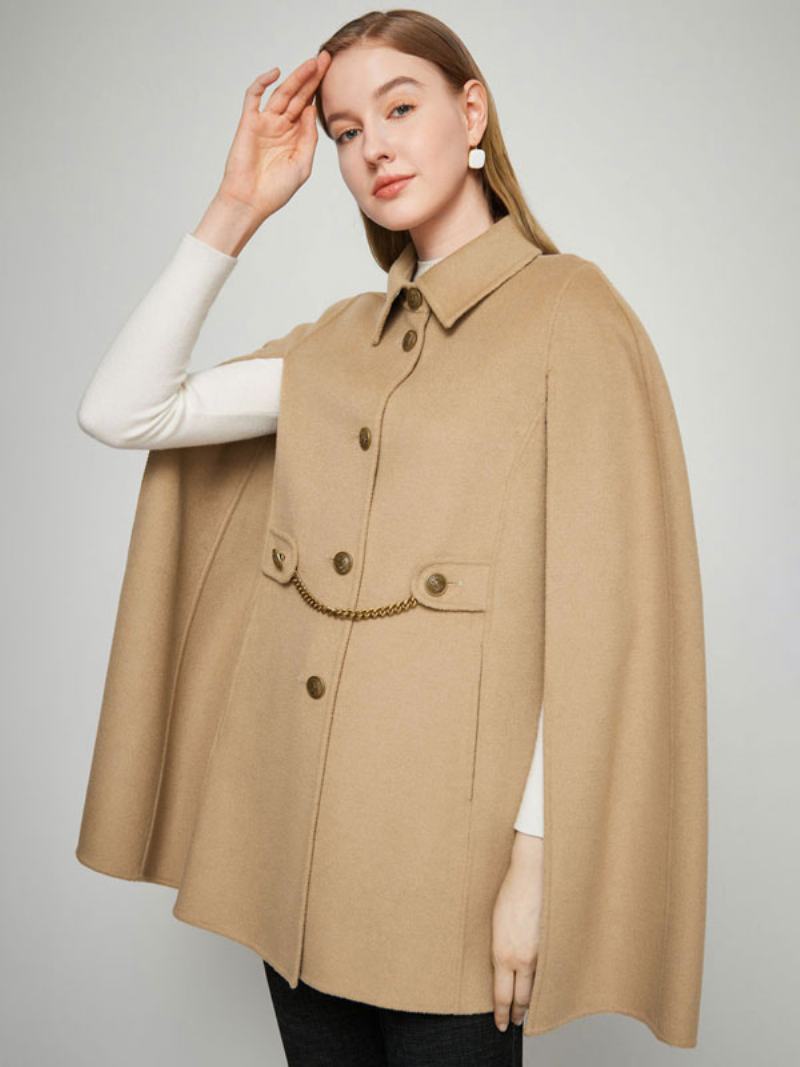 Γυναικεία Μάλλινα Παλτό Πόντσο Camel Cape Spring Outerwear