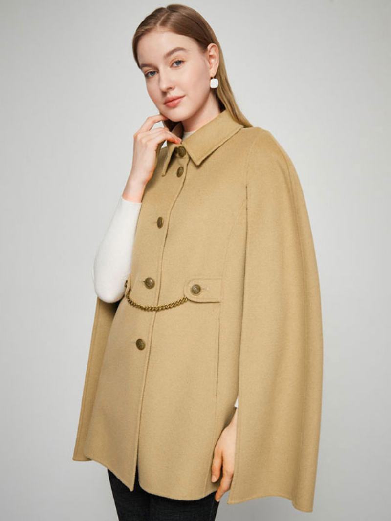 Γυναικεία Μάλλινα Παλτό Πόντσο Camel Cape Spring Outerwear - Καμήλα