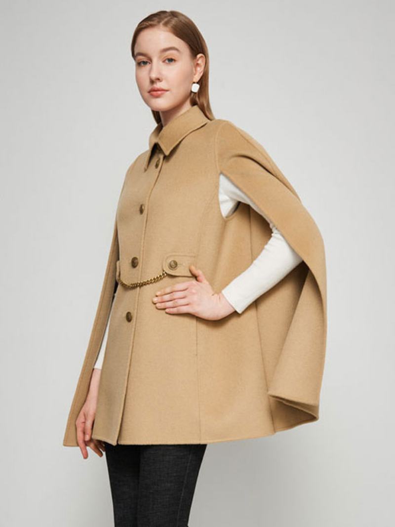 Γυναικεία Μάλλινα Παλτό Πόντσο Camel Cape Spring Outerwear - Καμήλα