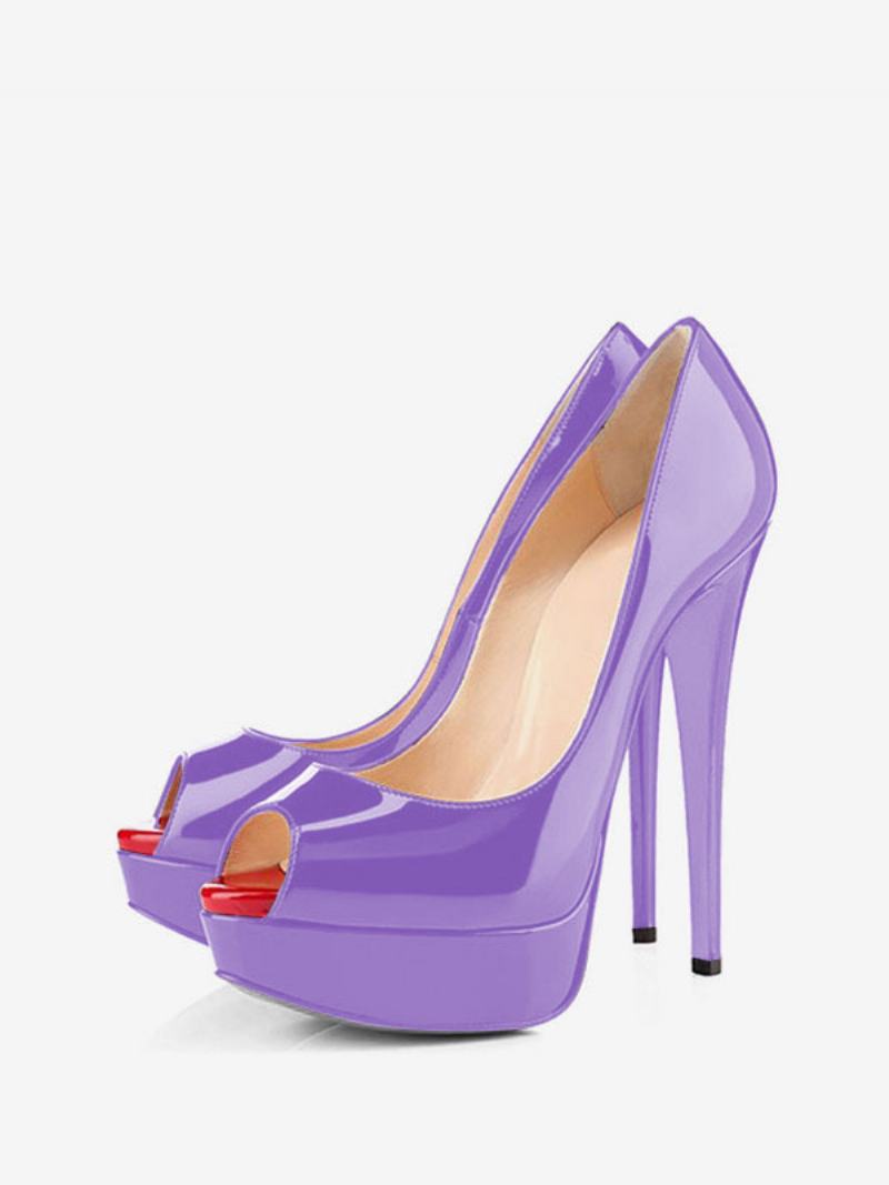 Γυναικεία Μαύρα Peep Toe Heels Platform Stiletto Heel Pumps Σέξι Παπούτσια - Λεβάντα