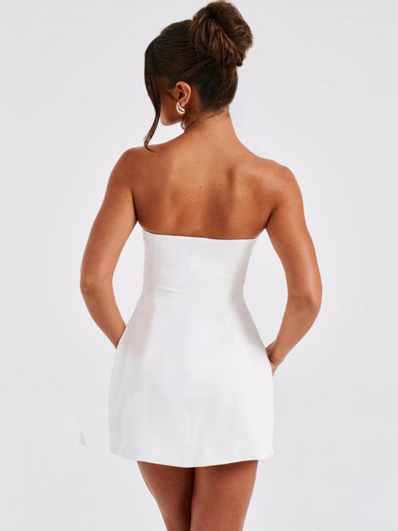 Γυναικεία Μαύρα Φορέματα Bodycon Μίνι Πάρτι Off The Shoulder Backless - Λευκό