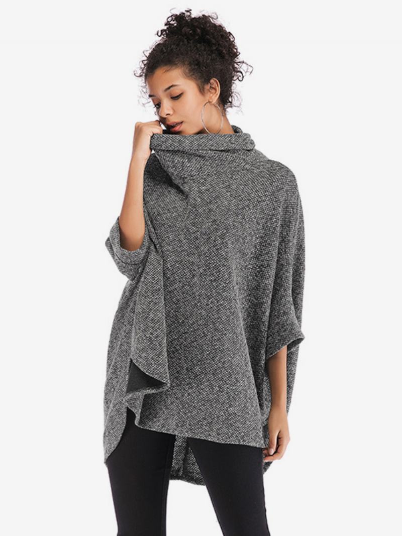 Γυναικεία Μισά Μανίκια Cape Ψηλός Γιακάς Oversized Casual Elegant Poncho