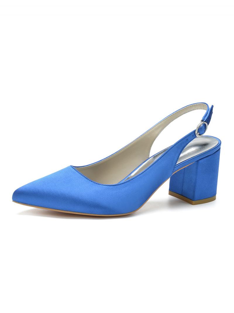 Γυναικεία Μπλοκ Φτέρνα Slingback Pumps Pointy Toe - Μπλε