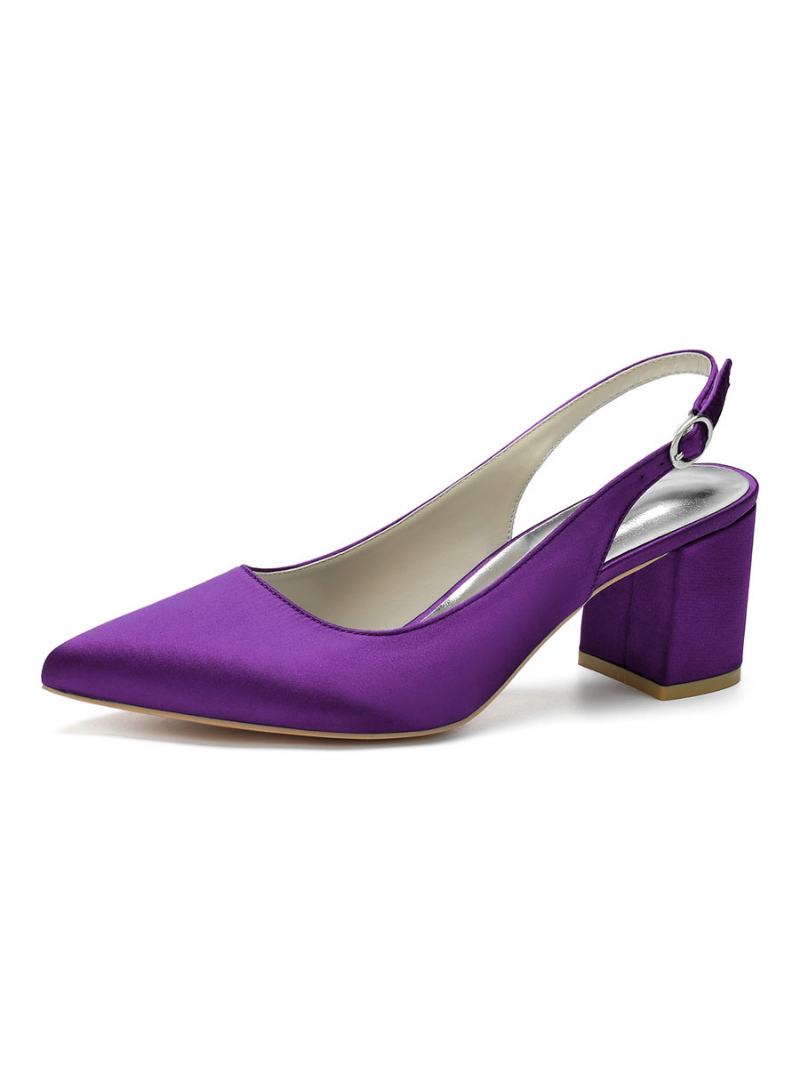 Γυναικεία Μπλοκ Φτέρνα Slingback Pumps Pointy Toe - Βαθύ Μωβ