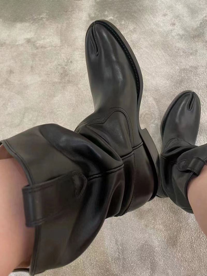 Γυναικεία Μποτάκια Μαύρα Χονδρά Τακούνι Slouch Toe Booties - Μαύρος