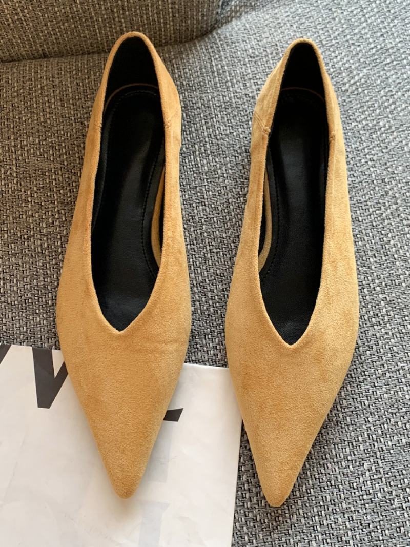 Γυναικεία Μυτερά Παπούτσια Suede Slip On Ballet Flat Για - Κίτρινο