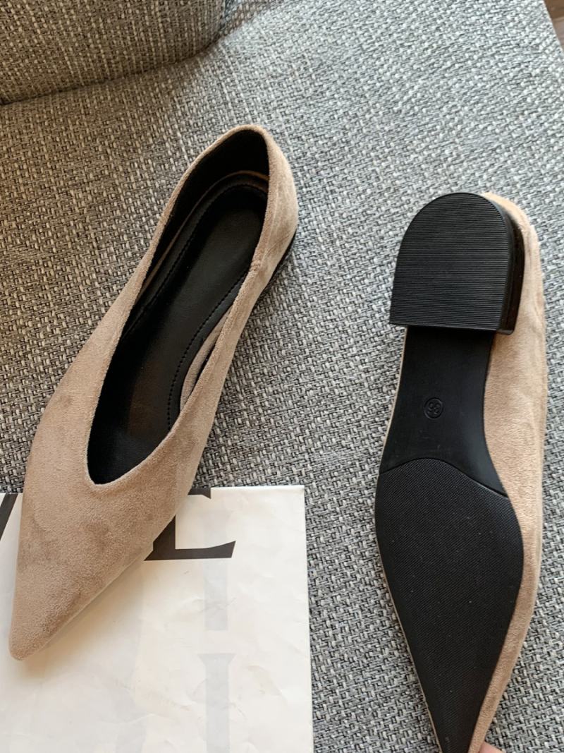 Γυναικεία Μυτερά Παπούτσια Suede Slip On Ballet Flat Για - Χακί