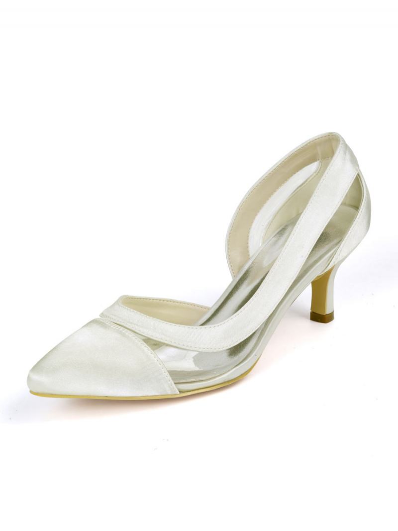 Γυναικεία Νυφικά Παπούτσια Kitten Heel Pointed Toe Clear Pumps - Ελεφαντοστού