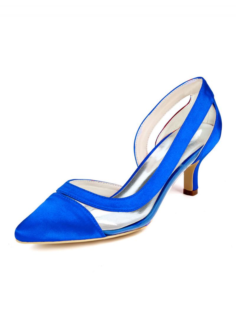 Γυναικεία Νυφικά Παπούτσια Kitten Heel Pointed Toe Clear Pumps - Βασιλικό Μπλε