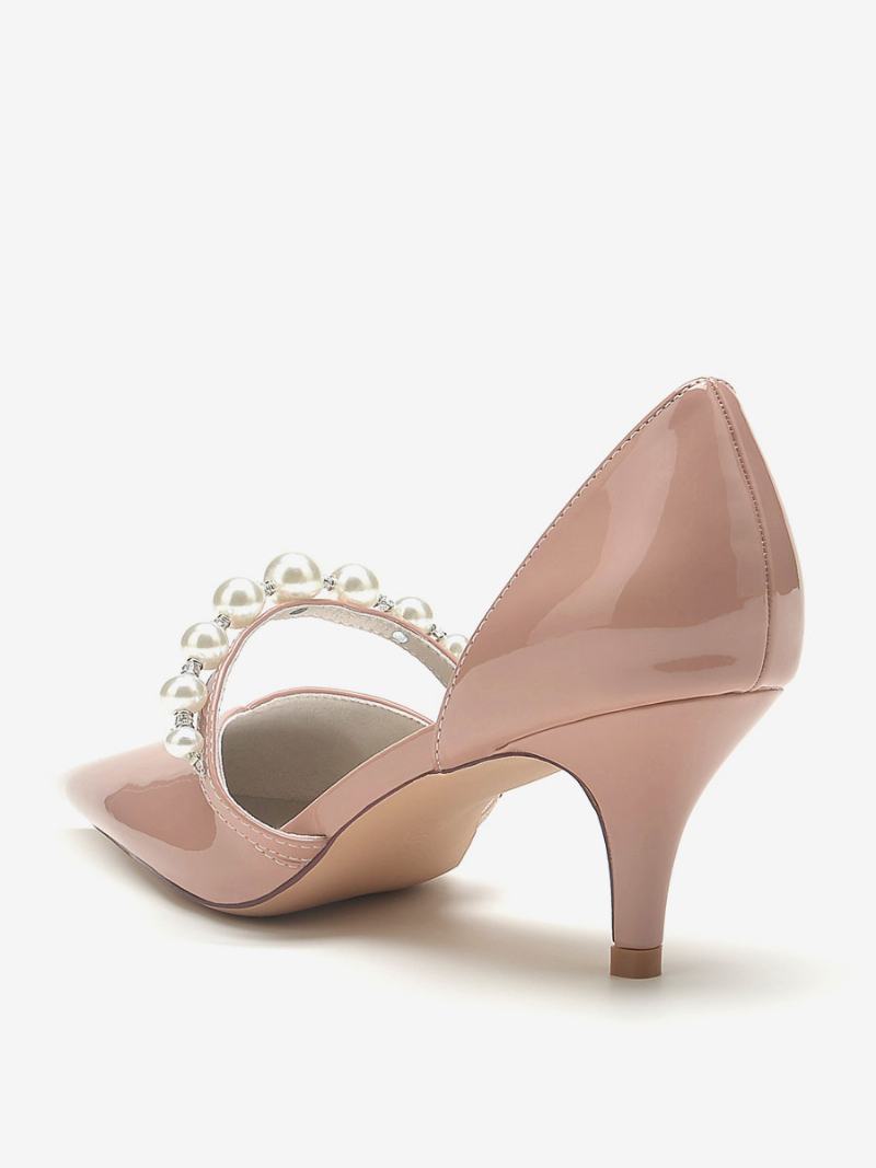 Γυναικεία Νυφικά Παπούτσια Pumps Patent Pu Upper Pointed Toe Pearls - Κίτρινο / Κόκκινο