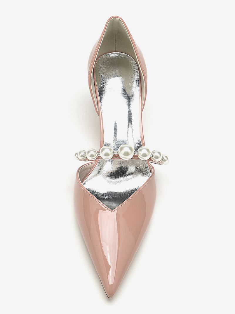 Γυναικεία Νυφικά Παπούτσια Pumps Patent Pu Upper Pointed Toe Pearls - Κίτρινο / Κόκκινο