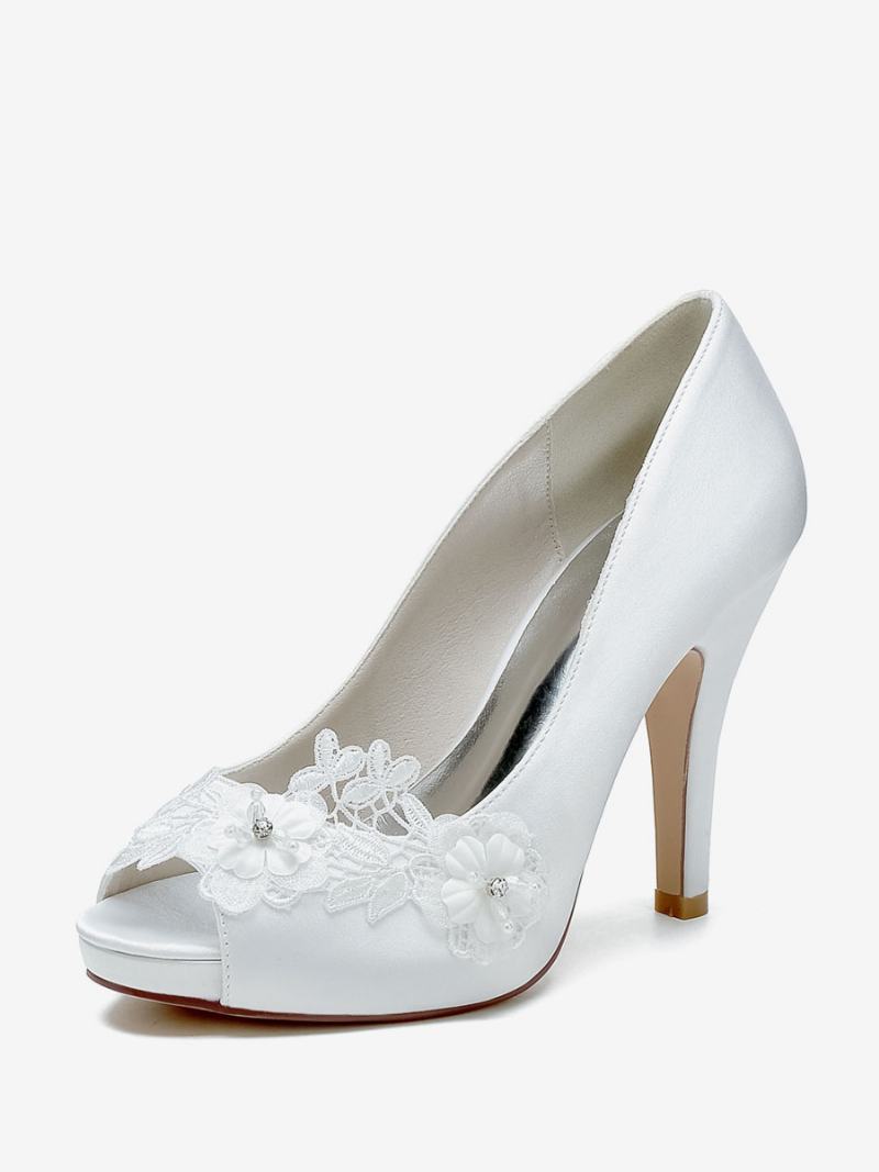 Γυναικεία Νυφικά Παπούτσια Pumps Satin Peep Toe