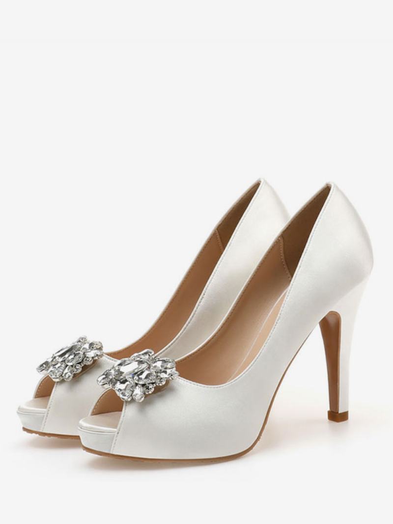 Γυναικεία Νυφικά Παπούτσια Με Τακούνι Peep Toe Rhinestone Pumps