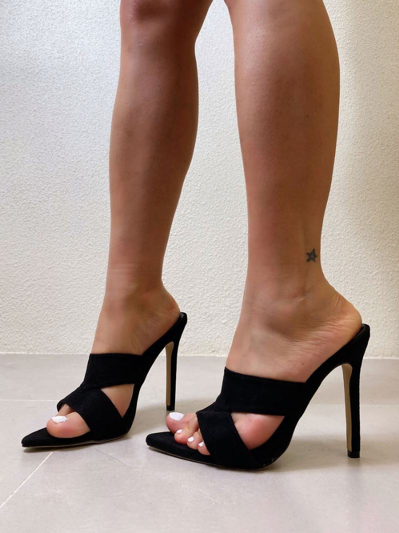 Γυναικεία Πέδιλα Slide Chic Micro Suede Παντόφλες Stiletto Toe