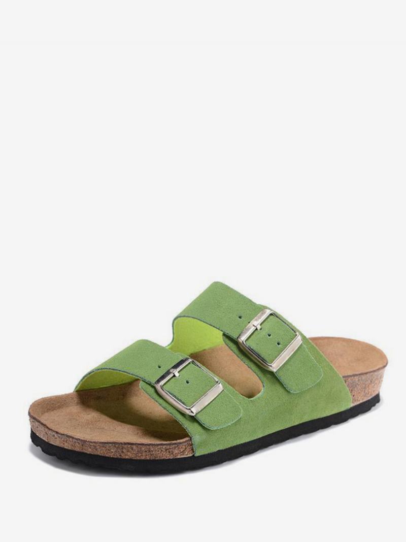 Γυναικεία Πέδιλα Slide Παντόφλες Casual Rubber Color Block Με Στρογγυλά Δάχτυλα - Πράσινο