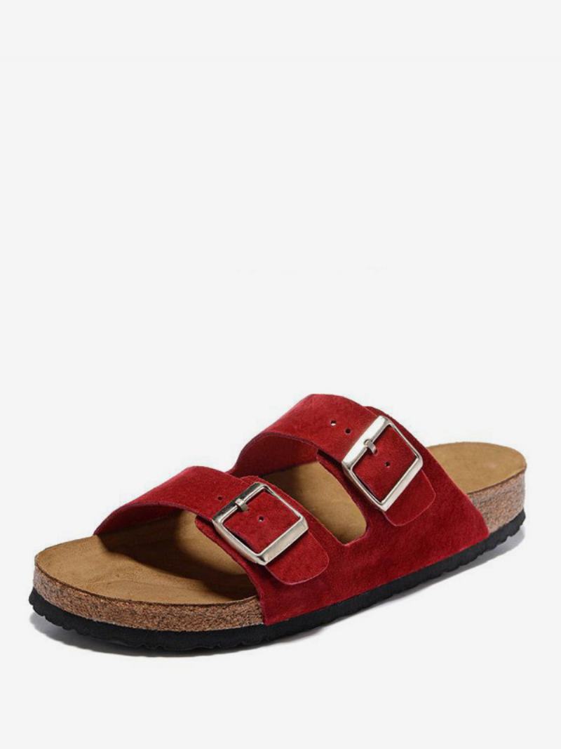 Γυναικεία Πέδιλα Slide Παντόφλες Casual Rubber Color Block Με Στρογγυλά Δάχτυλα - Κόκκινο