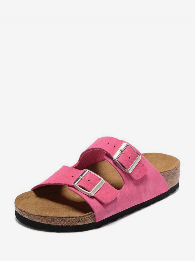 Γυναικεία Πέδιλα Slide Παντόφλες Casual Rubber Color Block Με Στρογγυλά Δάχτυλα - Ροζ