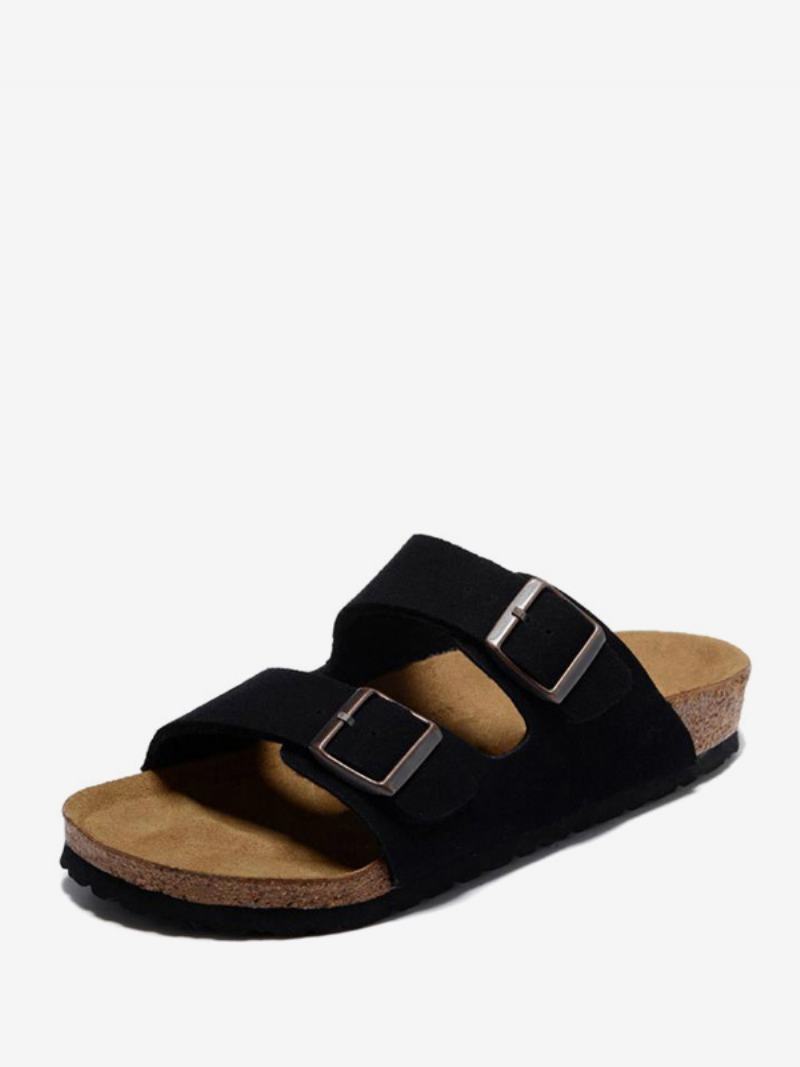 Γυναικεία Πέδιλα Slide Παντόφλες Casual Rubber Color Block Με Στρογγυλά Δάχτυλα - Μαύρο