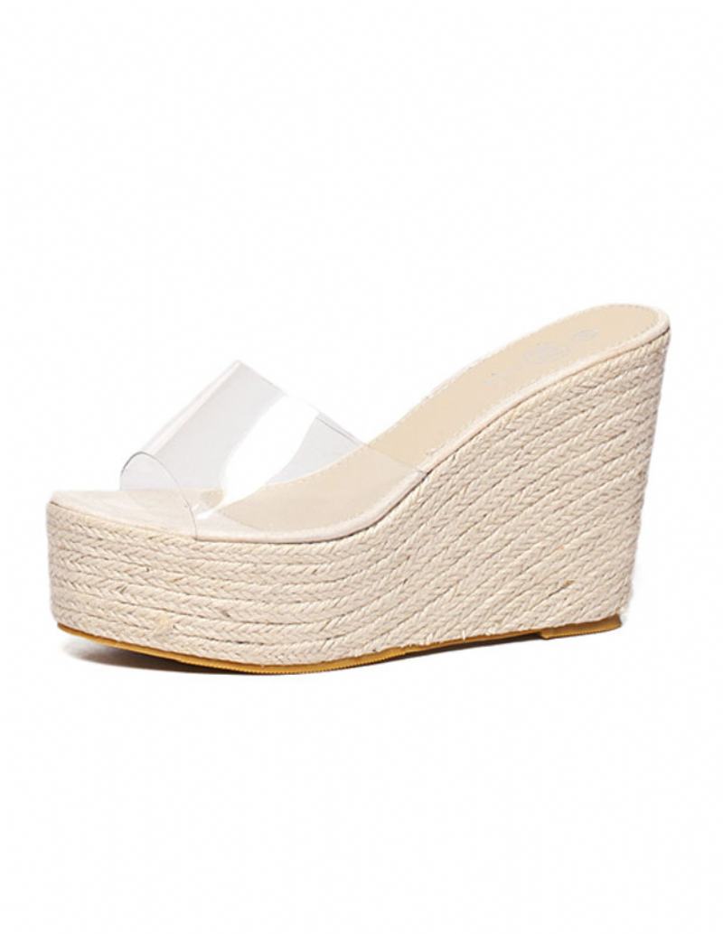 Γυναικεία Πέδιλα Βερίκοκο Wedge Clear Peep Toe Mule Espadrille Wedges