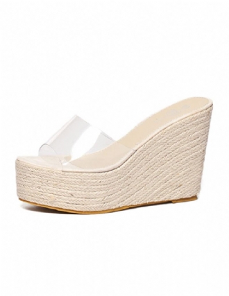 Γυναικεία Πέδιλα Βερίκοκο Wedge Clear Peep Toe Mule Espadrille Wedges