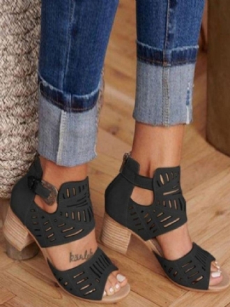 Γυναικεία Πέδιλα Με Τακούνι Open Toe Chunky Heel Sindals Terry