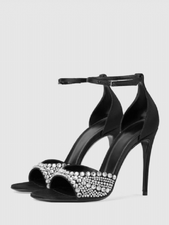 Γυναικεία Πέδιλα Με Τακούνι Peep Toe Rhinestones Stiletto Heel