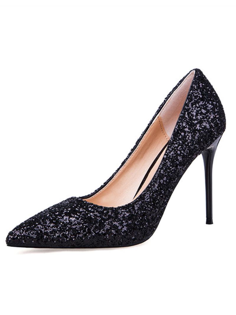 Γυναικεία Παπούτσια Prom Glitter Pumps Με Ψηλό Τακούνι Μύτη Stiletto - Μαύρο