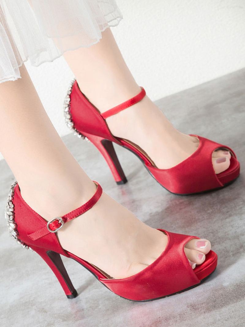 Γυναικεία Παπούτσια Γάμου Πλατφόρμα Mary Jane Heels - Κόκκινο