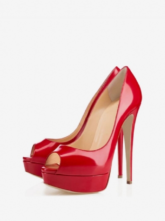 Γυναικεία Πλατφόρμα Peep Toe Heels Λουστρίνι Stiletto Heel Sexy Party Pumps