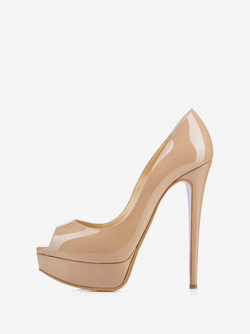 Γυναικεία Πλατφόρμα Peep Toe Heels Λουστρίνι Stiletto Heel Sexy Party Pumps - Κίτρινο / Κόκκινο