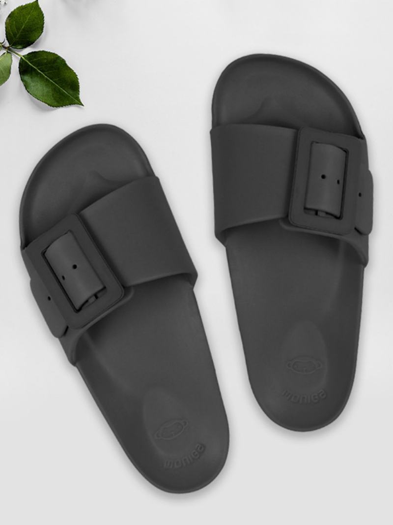 Γυναικεία Σανδάλια Slide Μαύρα Casual Κουμπιά Sandal Slides