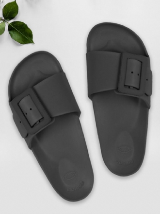 Γυναικεία Σανδάλια Slide Μαύρα Casual Κουμπιά Sandal Slides