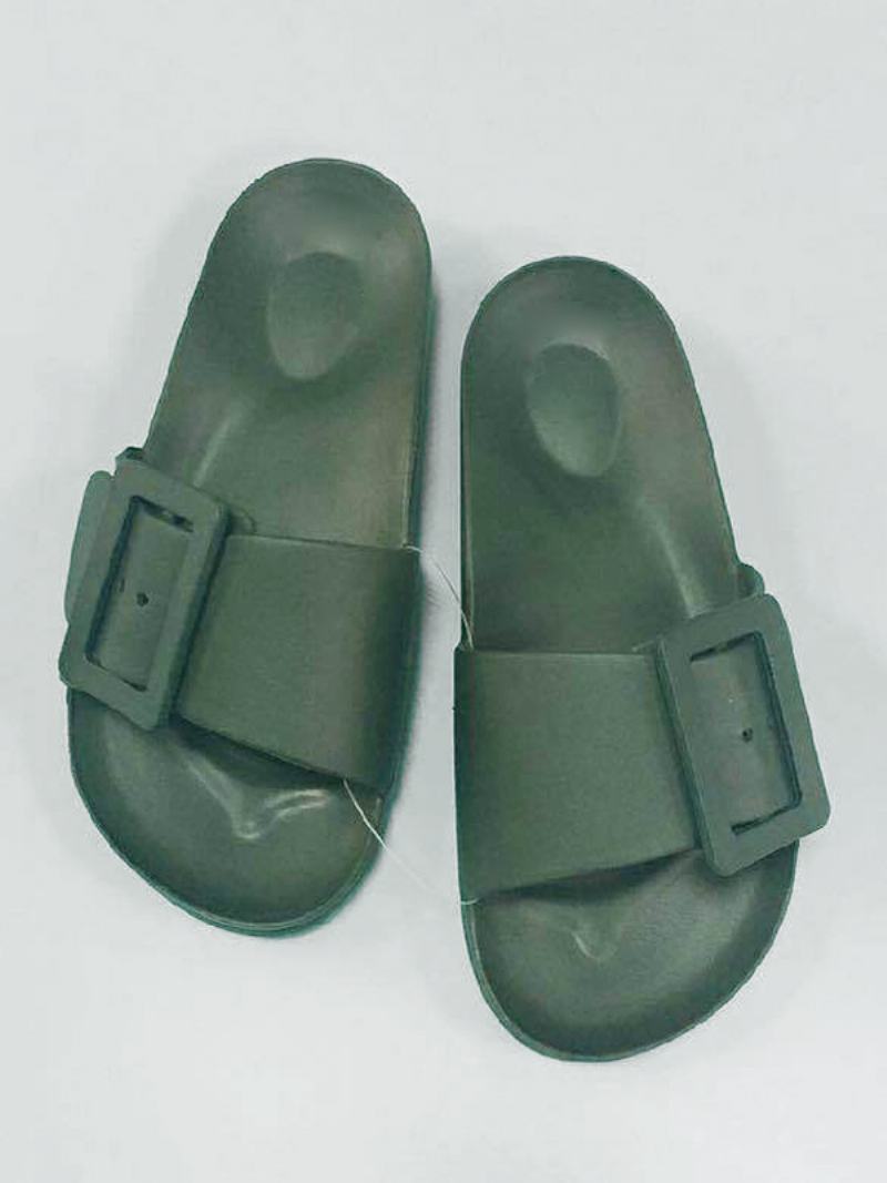 Γυναικεία Σανδάλια Slide Μαύρα Casual Κουμπιά Sandal Slides - Πράσινο