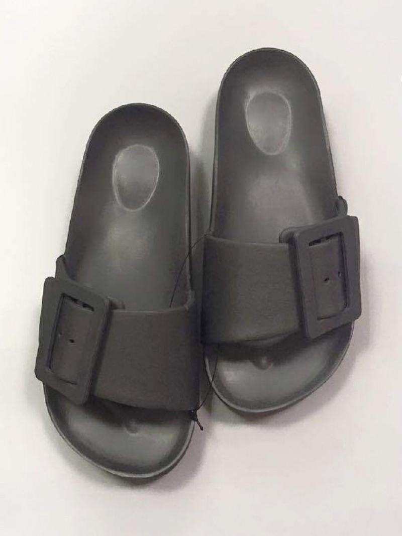 Γυναικεία Σανδάλια Slide Μαύρα Casual Κουμπιά Sandal Slides - Μαύρο