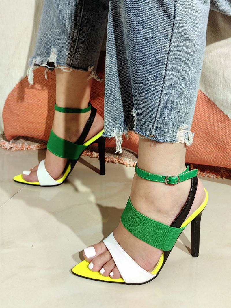 Γυναικεία Σανδάλια Με Μυτερό Τακούνι Stiletto Heel Elastic Sandals - Πράσινο