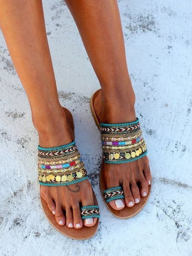 Γυναικεία Σανδάλια Παραλίας Boho Toe Loop Sandal Slides