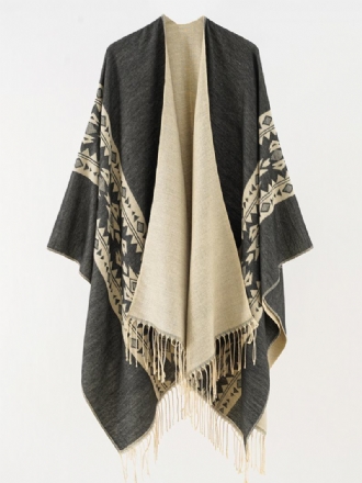 Γυναικεία Στάμπα Poncho Daily Casual Cape Με Κρόσια