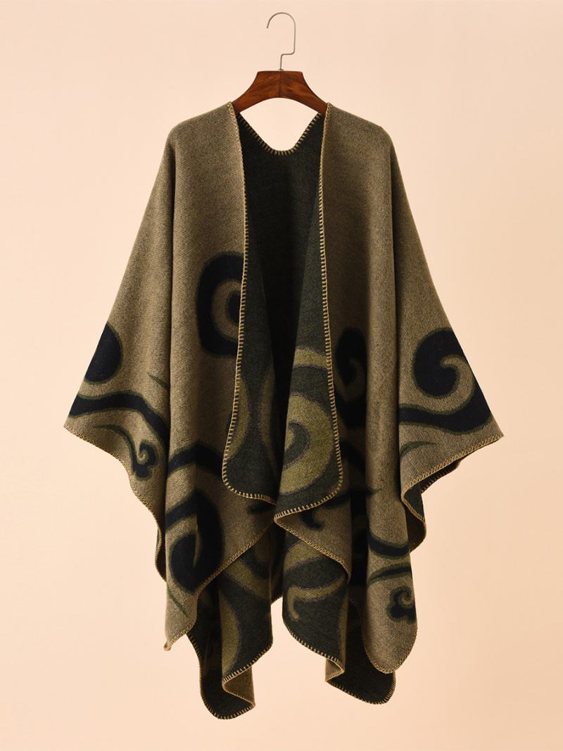 Γυναικεία Στάμπα Poncho Daily Casual Chic Cape - Καφέ Καφέ