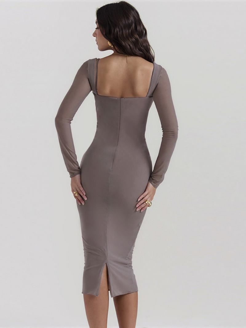 Γυναικεία Φορέματα Bodycon Φόρεμα Sweetheart Λαιμό Χωρίς Πλάτη Με Χαμηλό Σκίσιμο Μολύβι - Γκρί