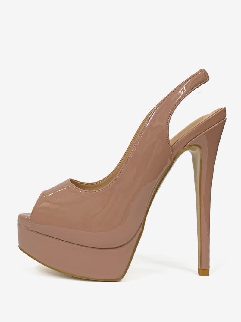 Γυναικεία Ψηλοτάκουνα Peep Toe Platform Stiletto Heel Pumps - Camel