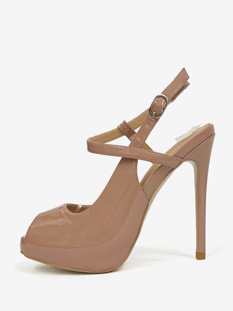 Γυναικεία Ψηλοτάκουνα Peep Toe Stiletto Heel Slingback Pumps - Camel