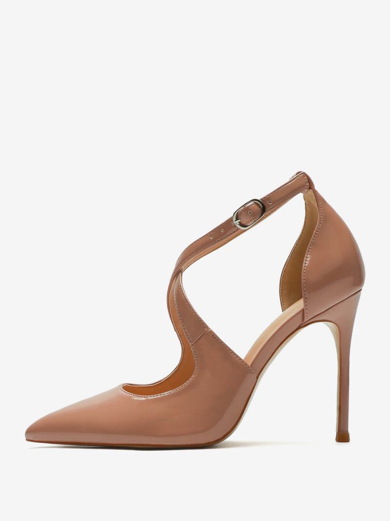 Γυναικεία Ψηλοτάκουνα Plus Size Cirss Cross Stiletto Pumps Για Τακούνι - Camel