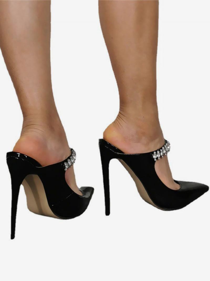 Γυναικεία Ψηλοτάκουνα Plus Size Pumps Stiletto Heel Patent Pu Επάνω Μέρος - Μαύρος