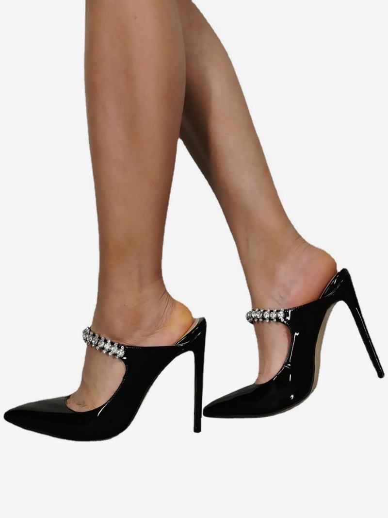 Γυναικεία Ψηλοτάκουνα Plus Size Pumps Stiletto Heel Patent Pu Επάνω Μέρος - Μαύρος