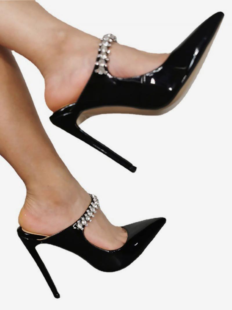 Γυναικεία Ψηλοτάκουνα Plus Size Pumps Stiletto Heel Patent Pu Επάνω Μέρος - Μαύρος