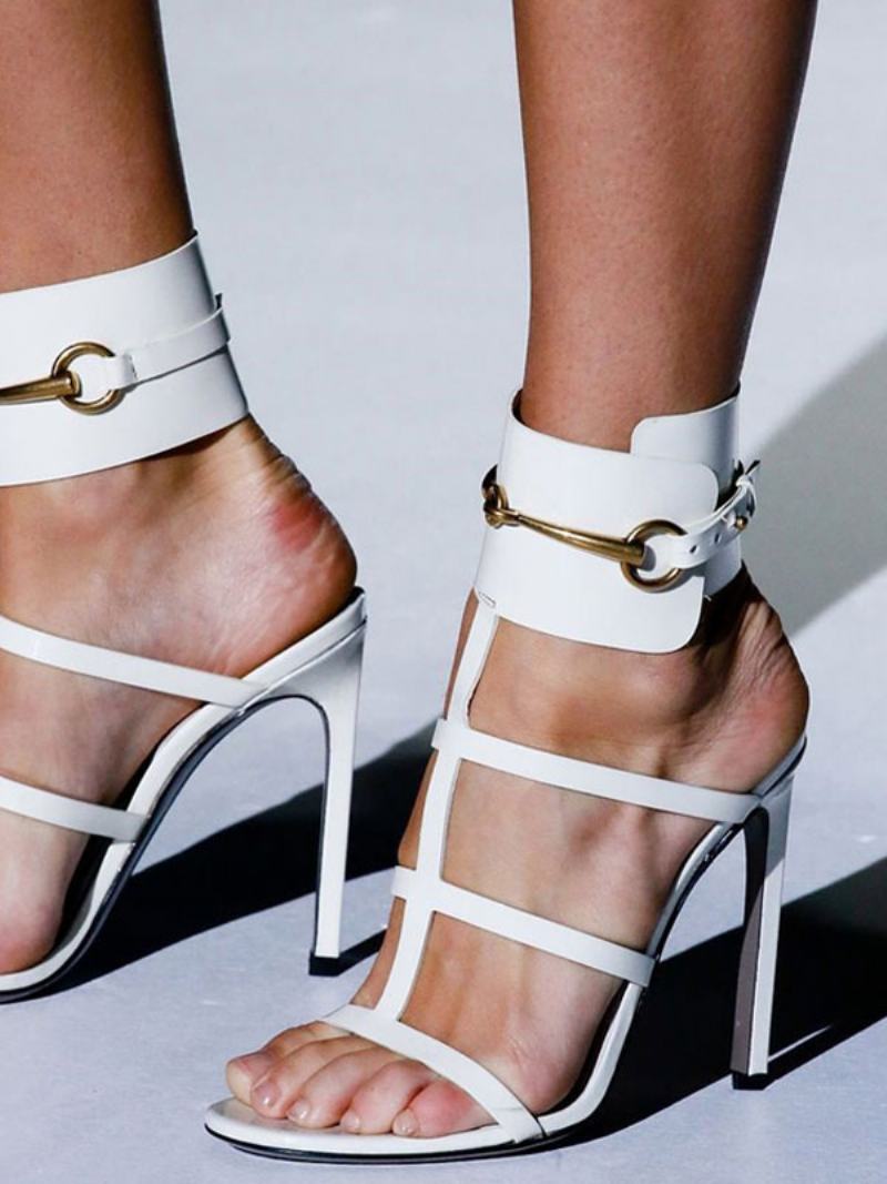 Γυναικεία Ψηλοτάκουνα Πέδιλα Με Λουράκι T Ankle Cuff Open Toe Stiletto Heel Sandals