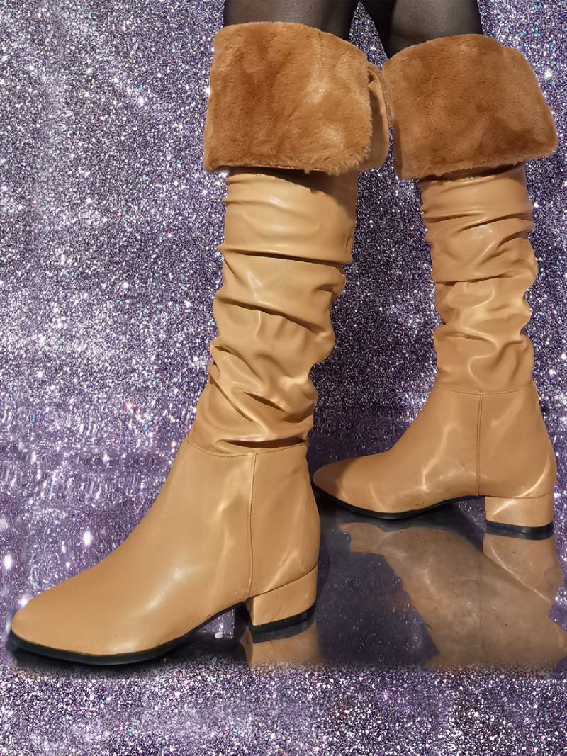 Γυναικείες Chic Sequins Puppy Heel Knee Boots